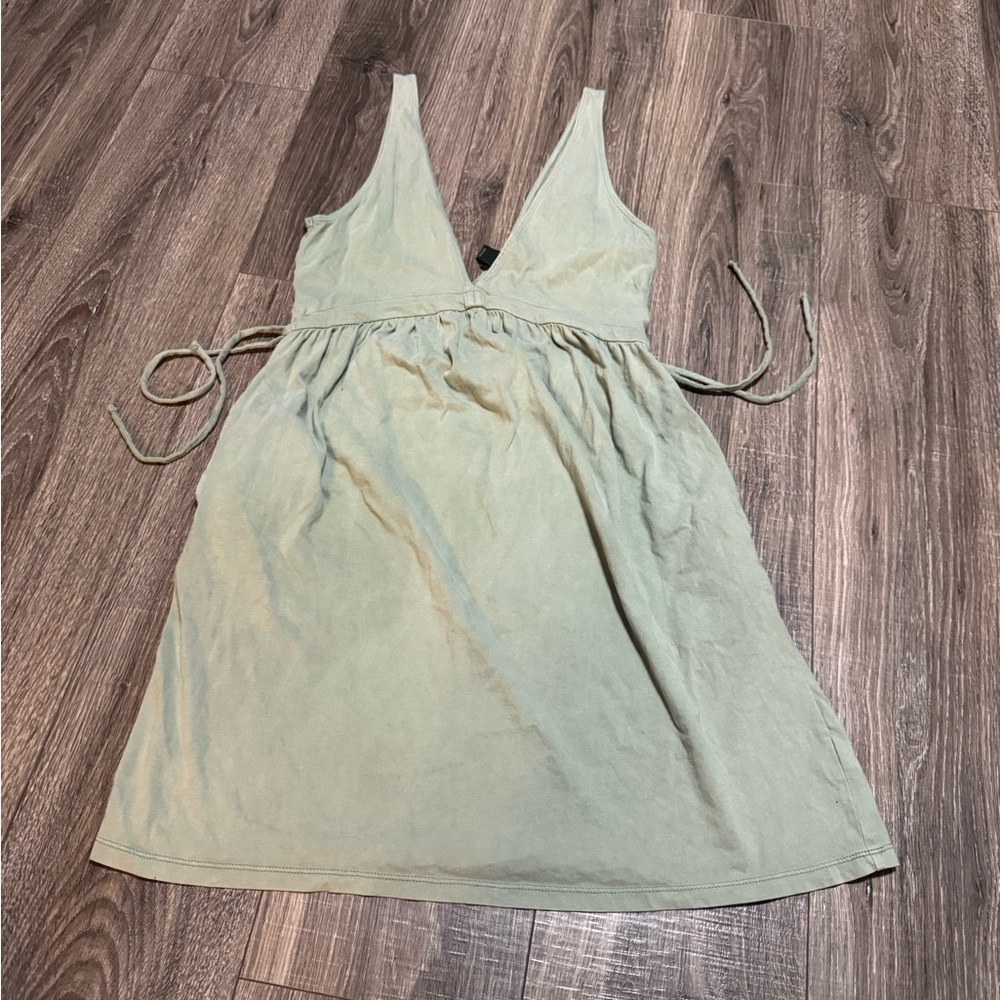 Wild Fable Light Green Cotton Knit Mini V-Neck Tie Strap Sleeveless Dress XS